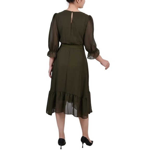 Ny Collection Women’s Sleeve Dress Olive Size PM NWT - Picture 4 of 6